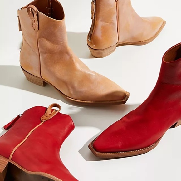 Free People We The Free Wesley Leather Ankle Boots Papaya Tan  6.5 - Picture 9 of 10